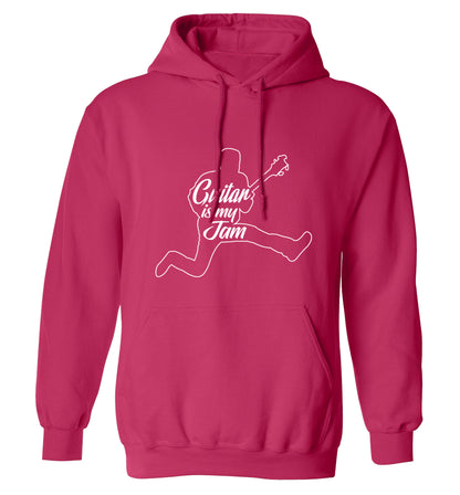 Guitar is my jam adults unisex pink hoodie 2XL