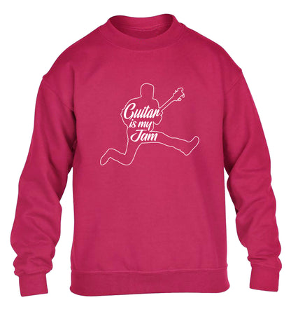 Guitar is my jam children's pink sweater 12-13 Years
