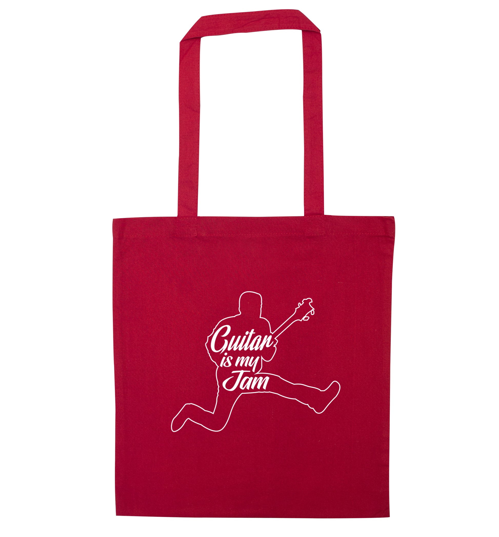 Guitar is my jam red tote bag
