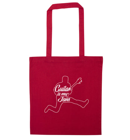 Guitar is my jam red tote bag