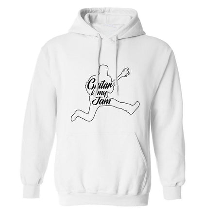 Guitar is my jam adults unisex white hoodie 2XL