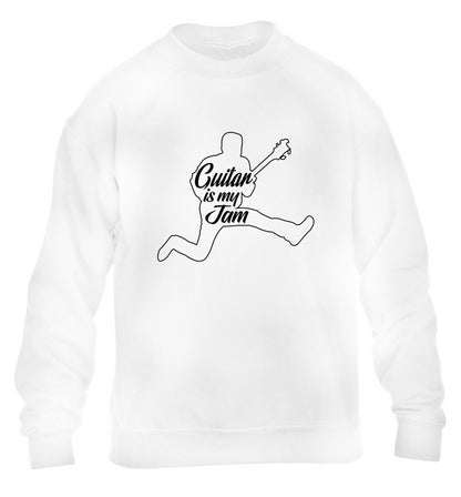Guitar is my jam children's white sweater 12-13 Years