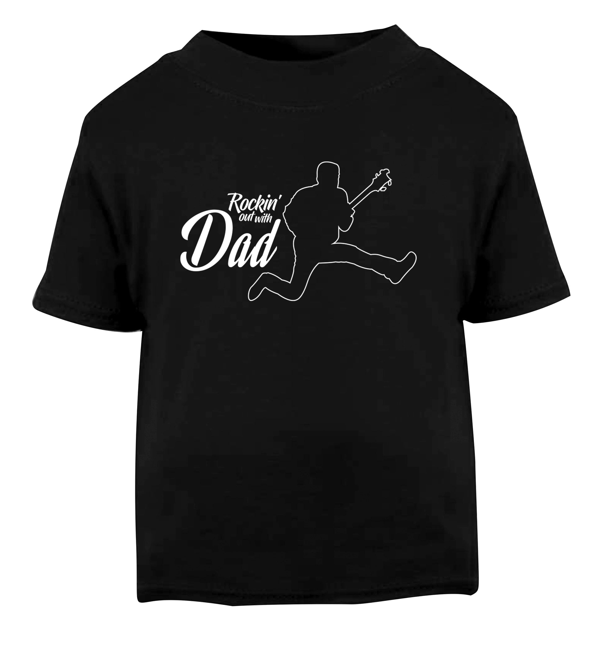 Rockin out with dad Black Baby Toddler Tshirt 2 years