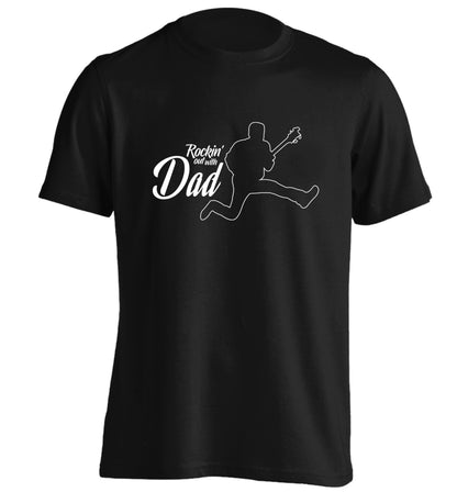 Rockin out with dad adults unisex black Tshirt 2XL