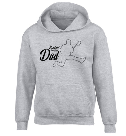 Rockin out with dad children's grey hoodie 12-13 Years