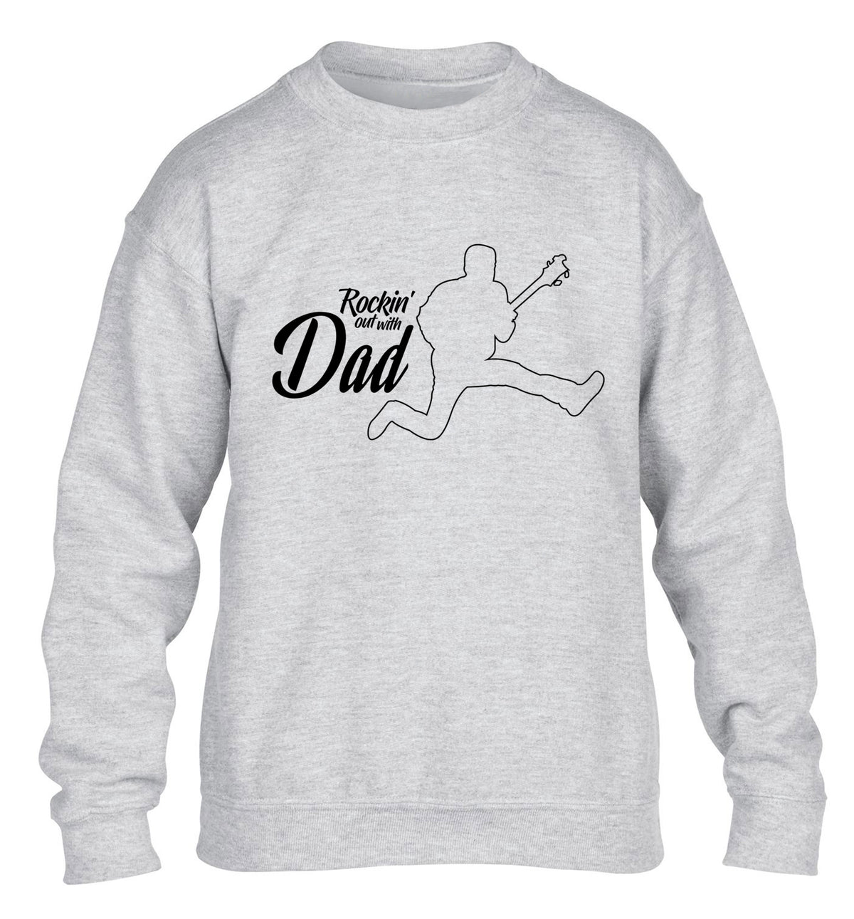 Rockin out with dad children's grey sweater 12-13 Years
