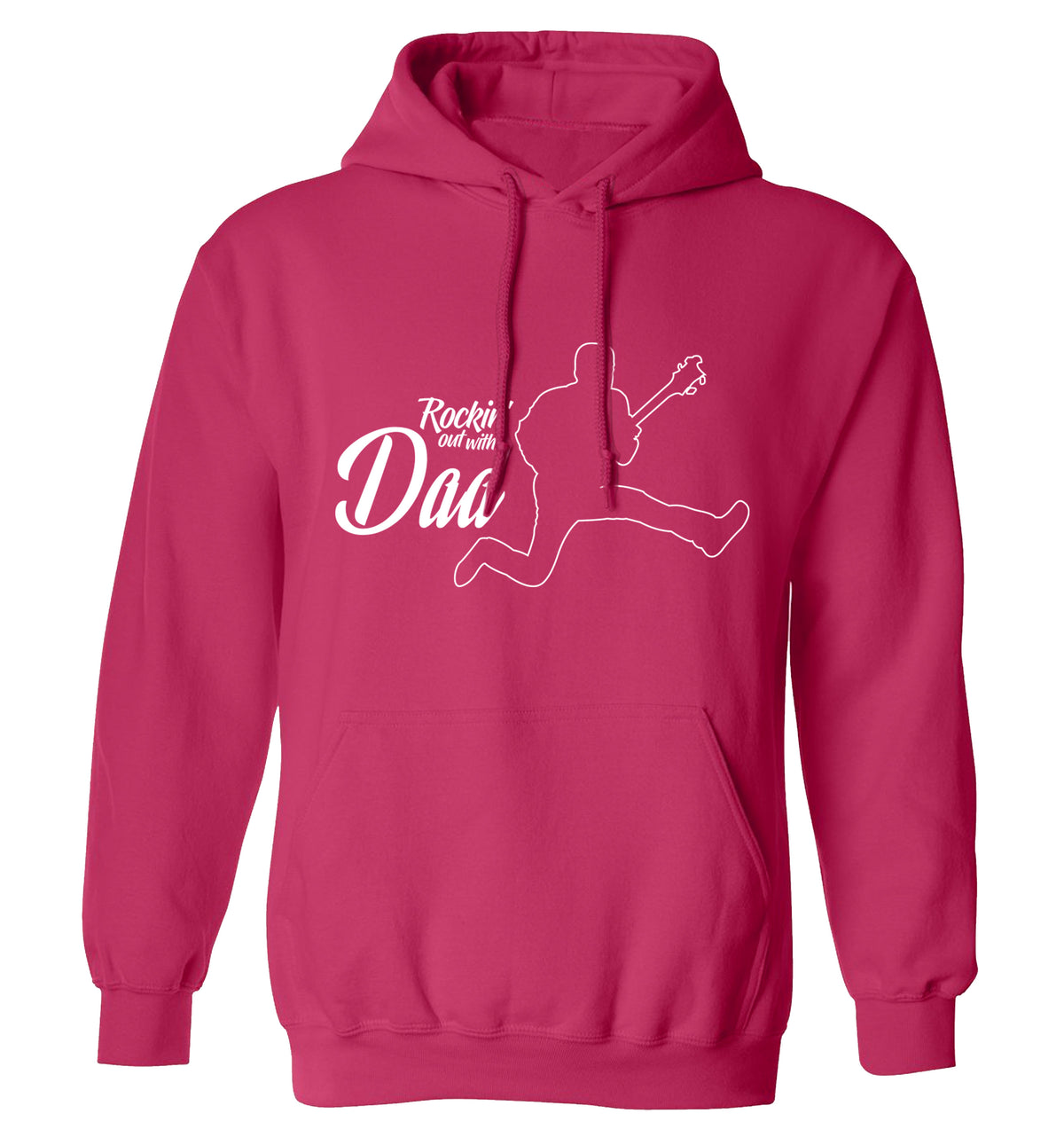 Rockin out with dad adults unisex pink hoodie 2XL