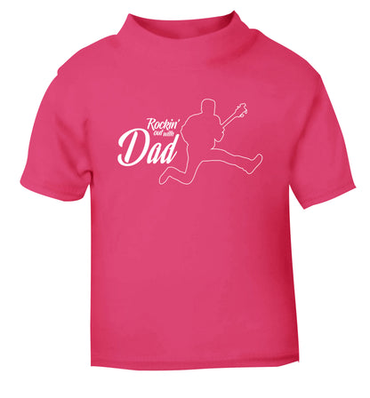 Rockin out with dad pink Baby Toddler Tshirt 2 Years
