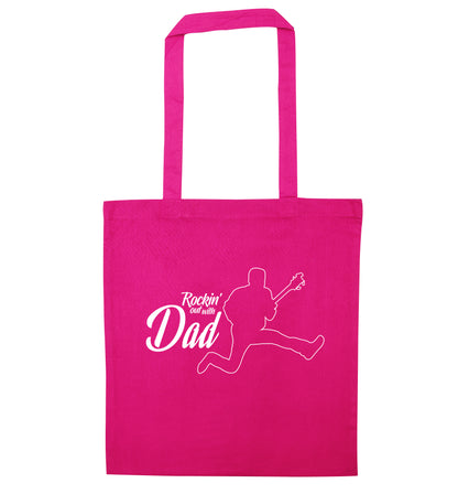 Rockin out with dad pink tote bag