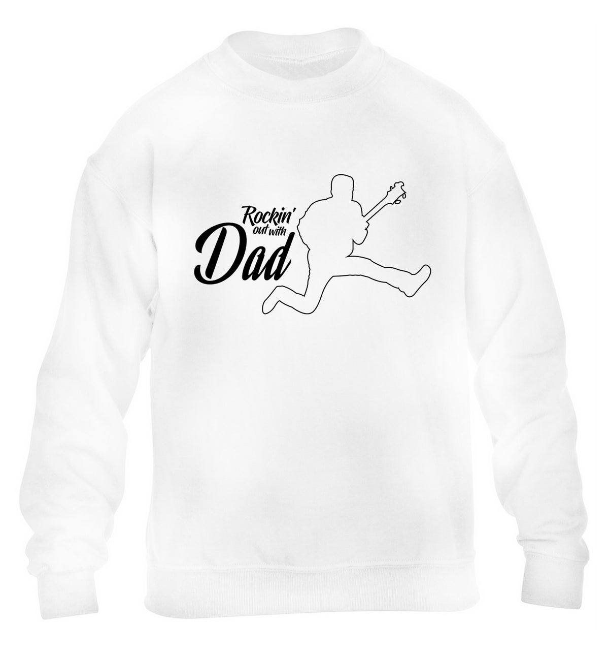 Rockin out with dad children's white sweater 12-13 Years