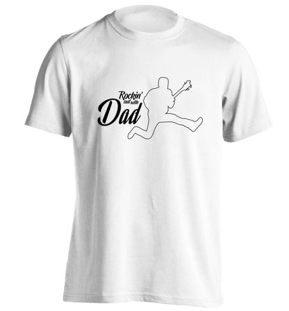 Rockin out with dad adults unisex white Tshirt 2XL