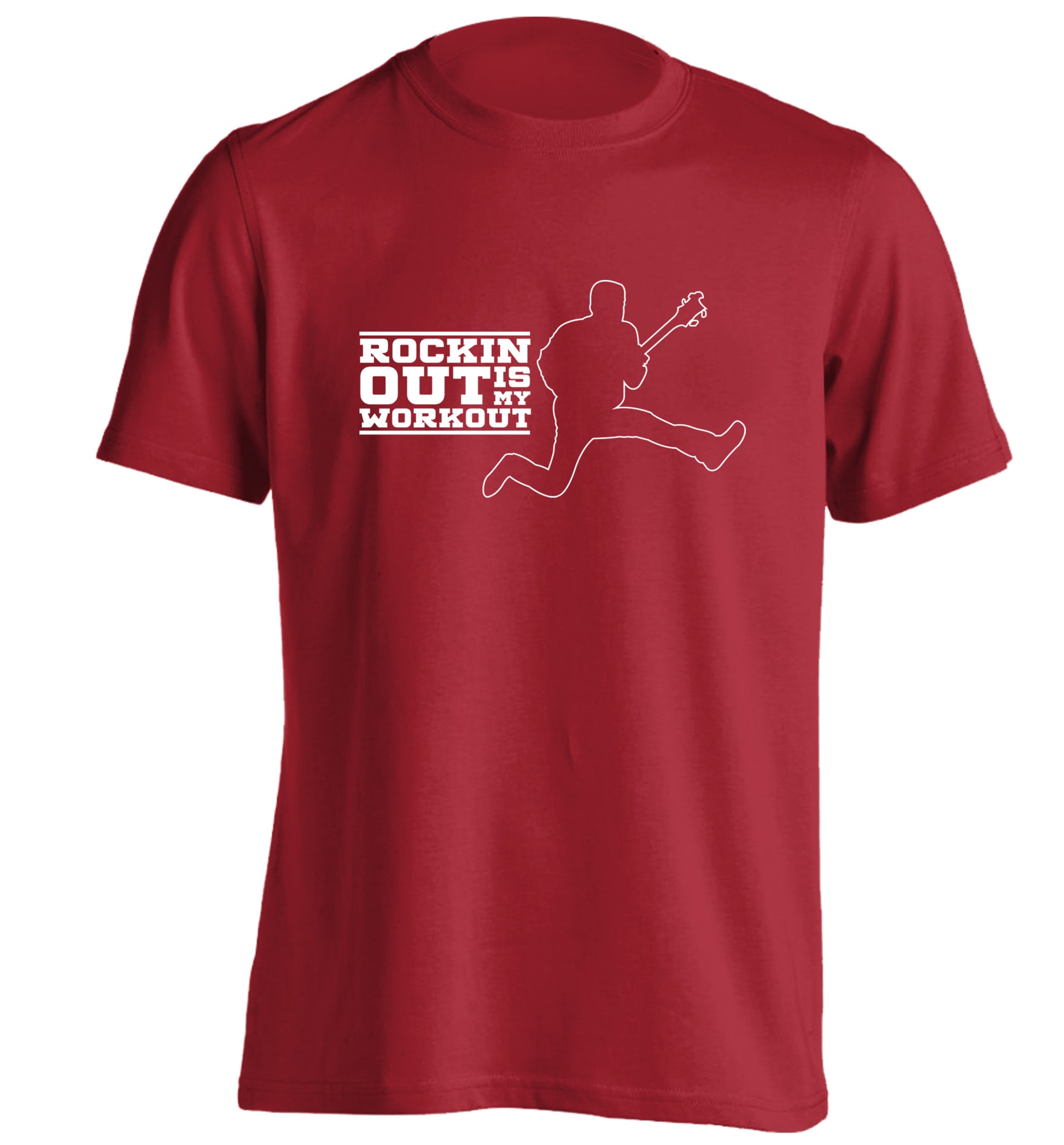 Rockin out is my workout adults unisex red Tshirt 2XL