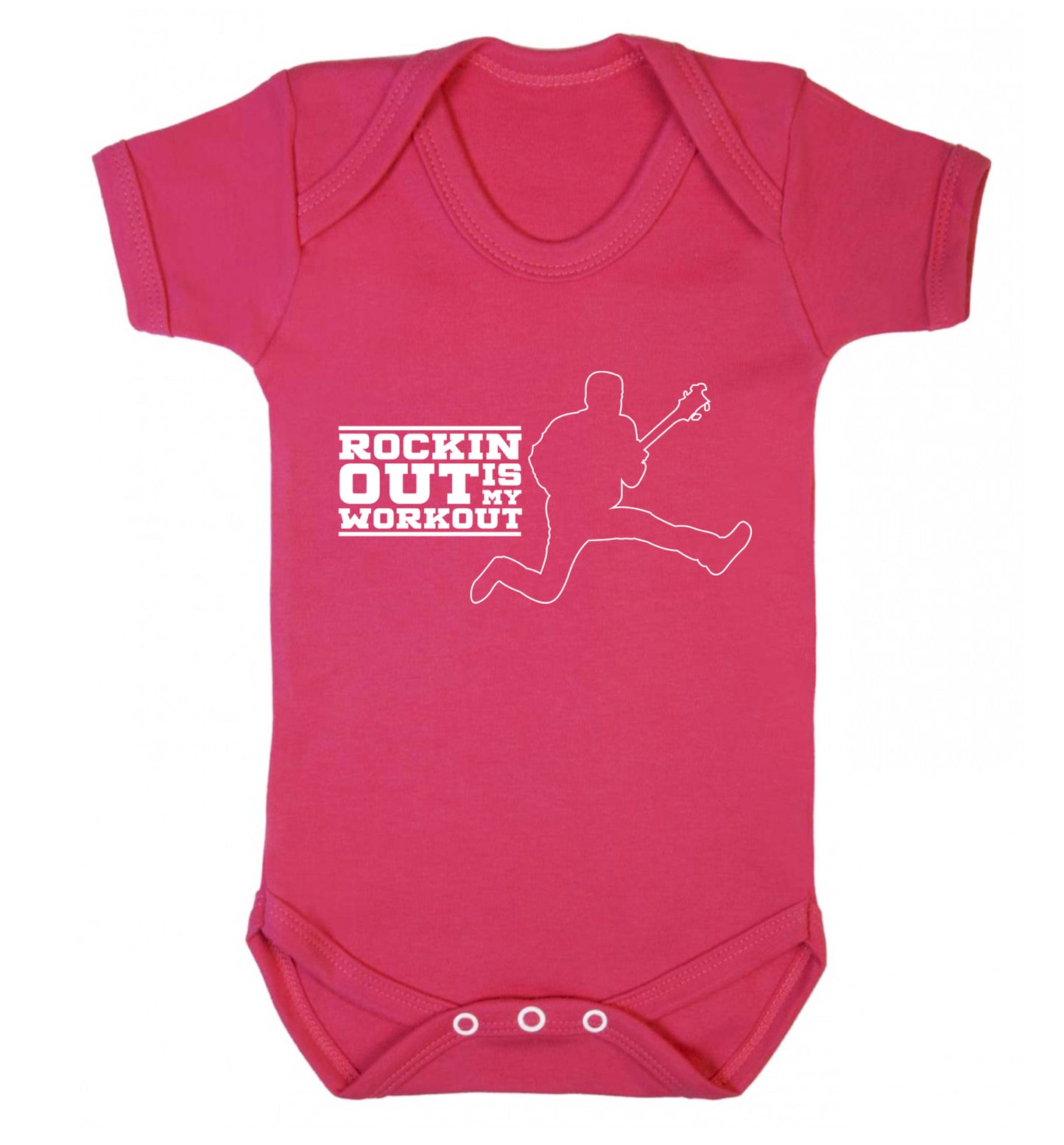Rockin out is my workout Baby Vest dark pink 18-24 months