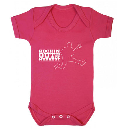 Rockin out is my workout Baby Vest dark pink 18-24 months