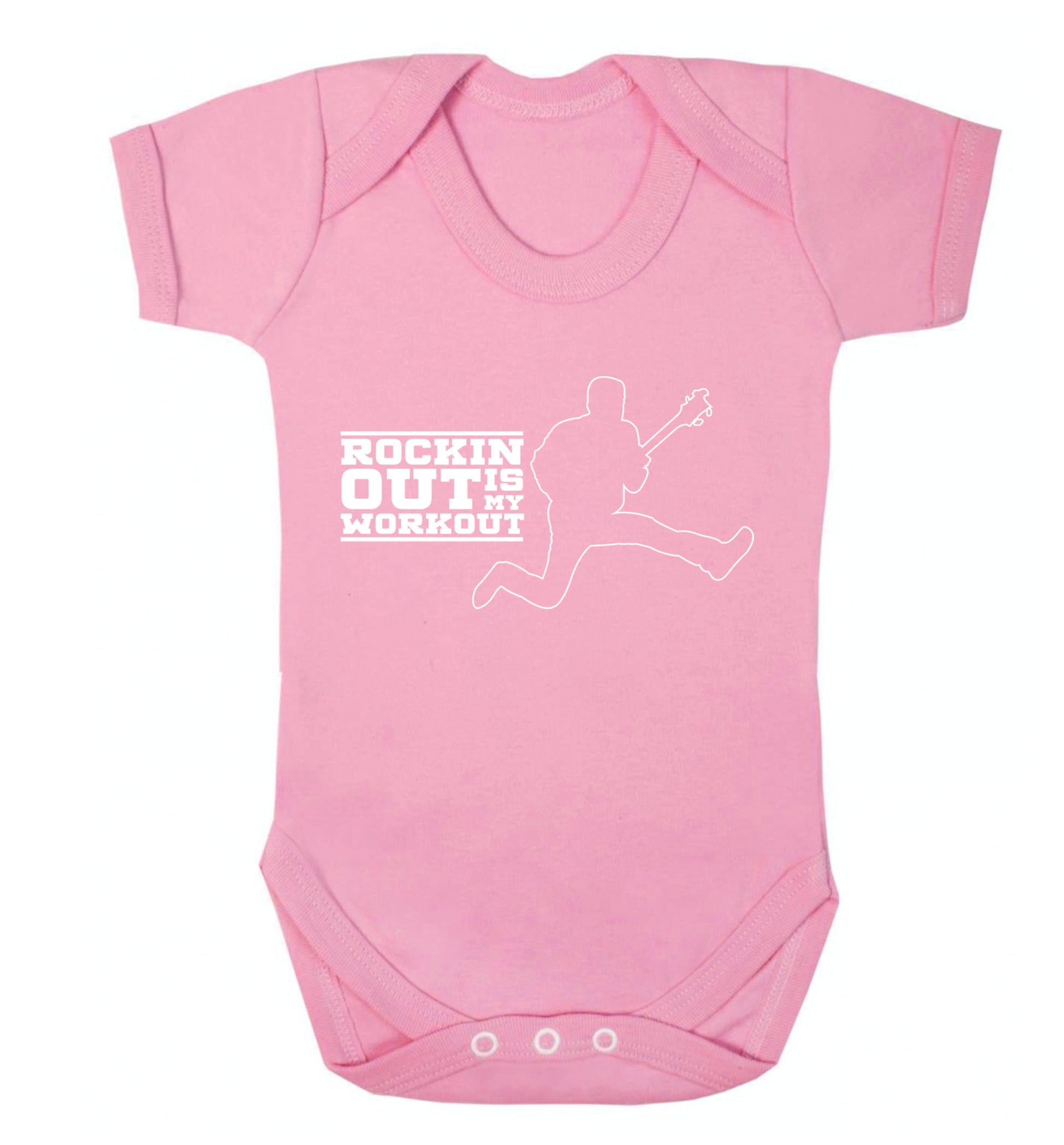 Rockin out is my workout Baby Vest pale pink 18-24 months