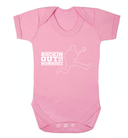 Rockin out is my workout Baby Vest pale pink 18-24 months