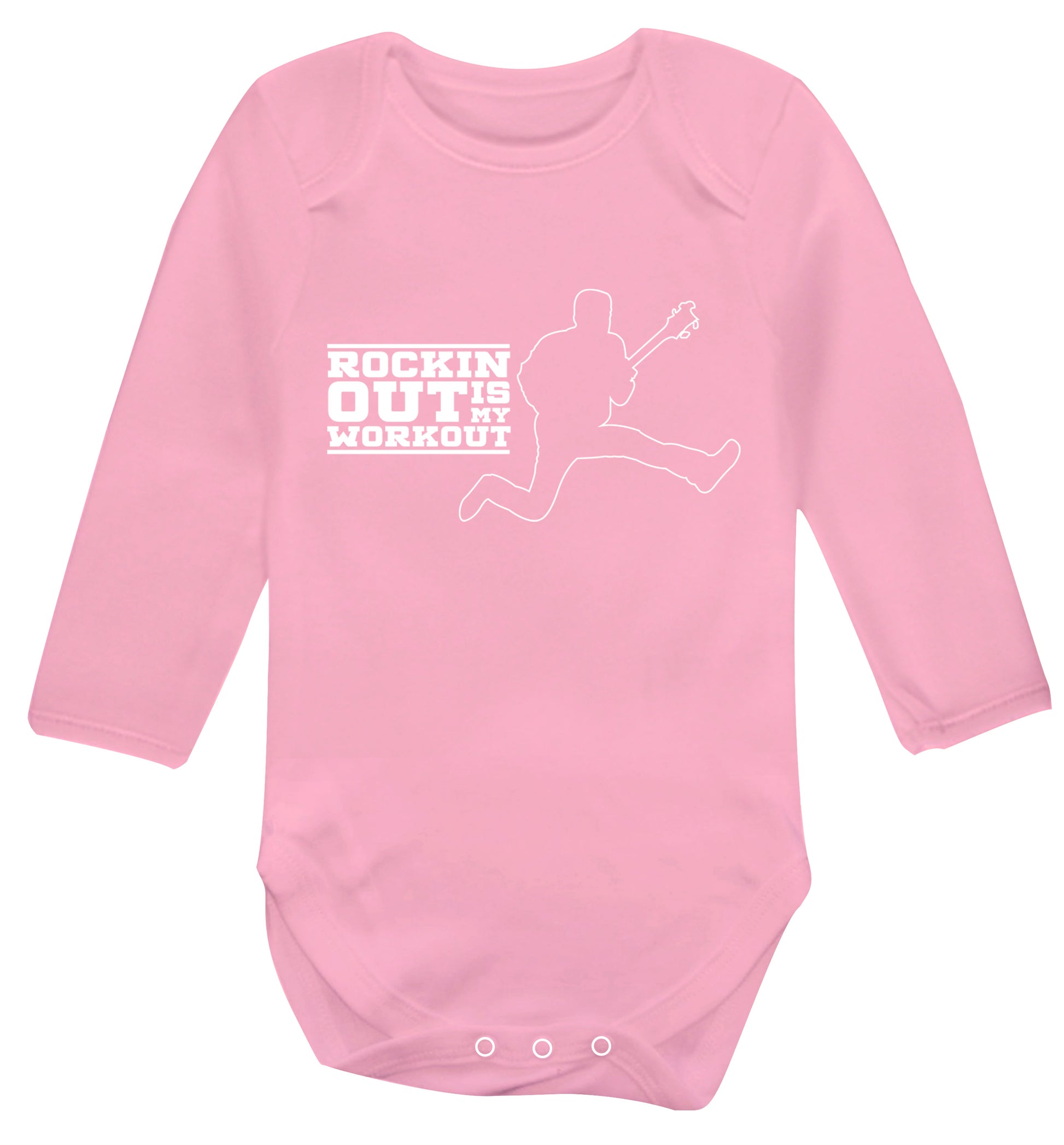 Rockin out is my workout Baby Vest long sleeved pale pink 6-12 months