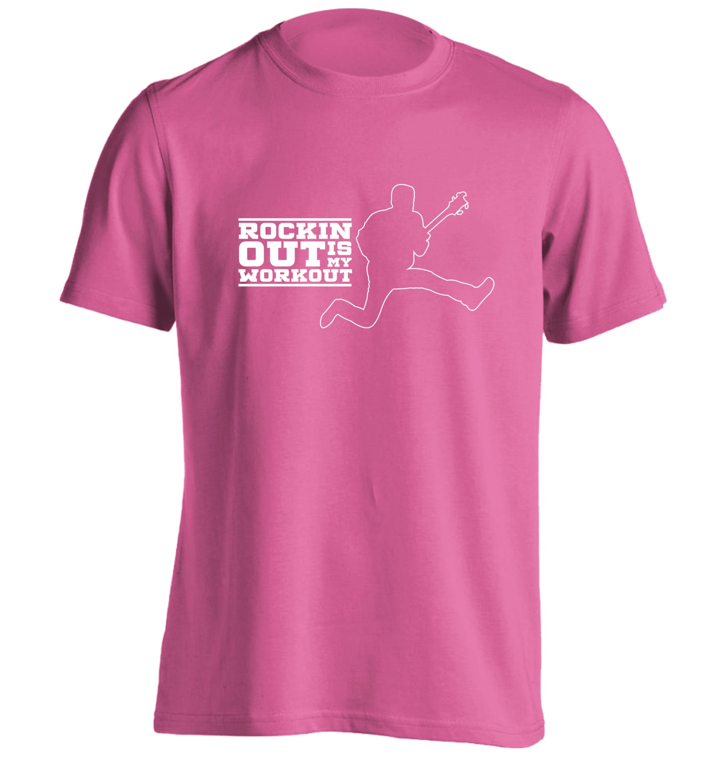 Rockin out is my workout adults unisex pink Tshirt 2XL