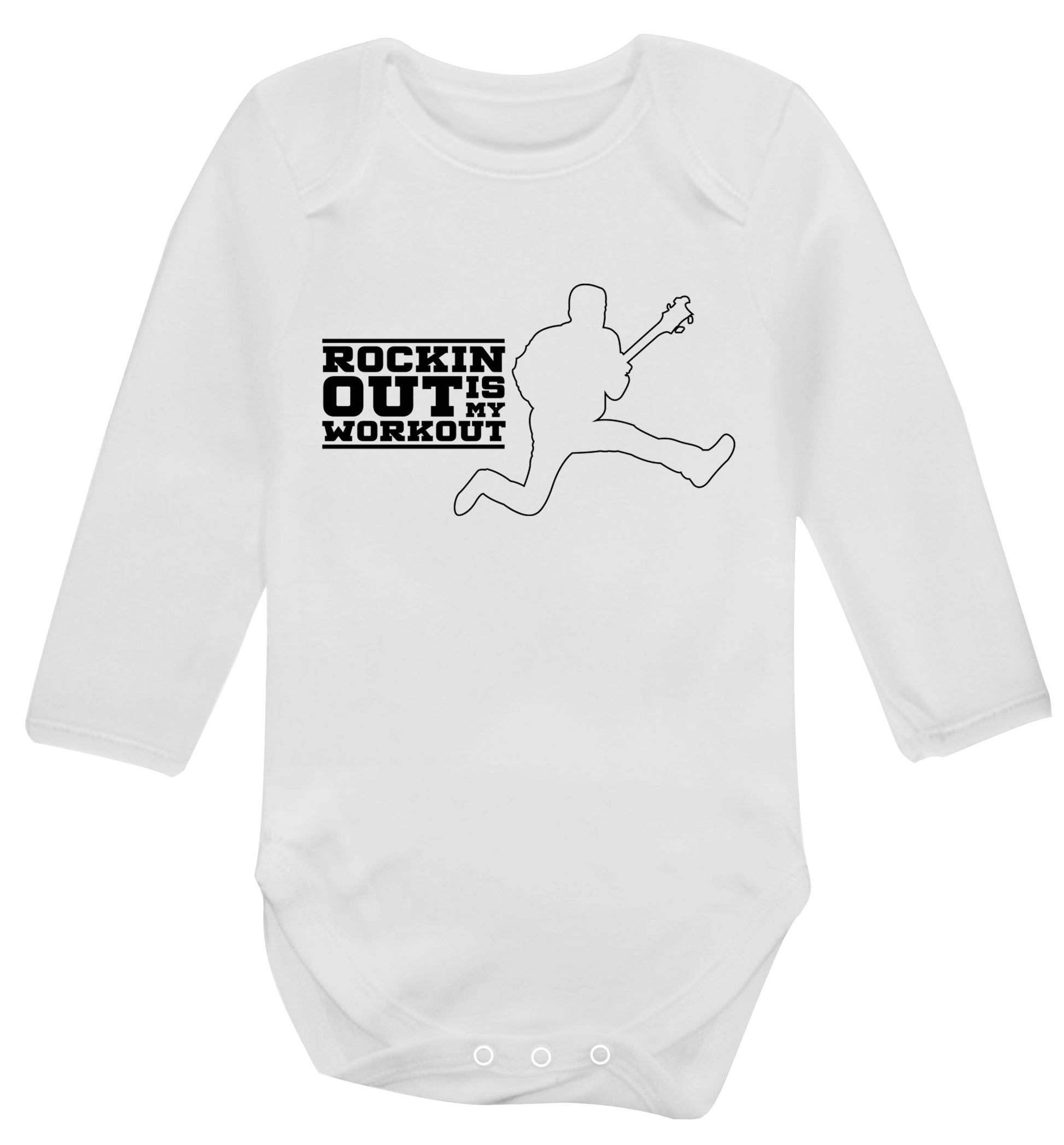 Rockin out is my workout Baby Vest long sleeved white 6-12 months