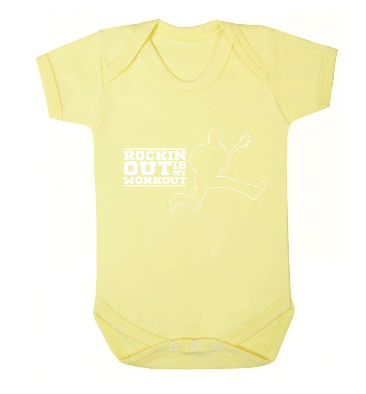 Rockin out is my workout Baby Vest pale yellow 18-24 months