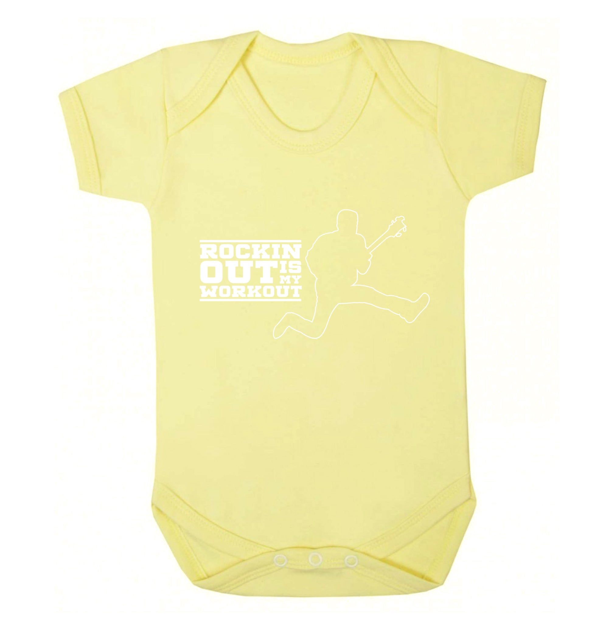 Rockin out is my workout Baby Vest pale yellow 18-24 months