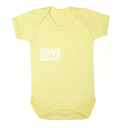 Rockin out is my workout Baby Vest pale yellow 18-24 months