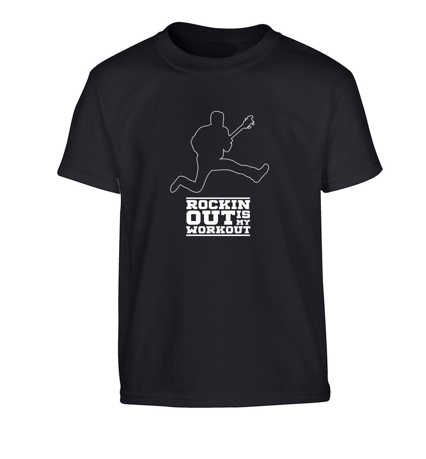 Rockin out is my workout 2 Children's black Tshirt 12-13 Years