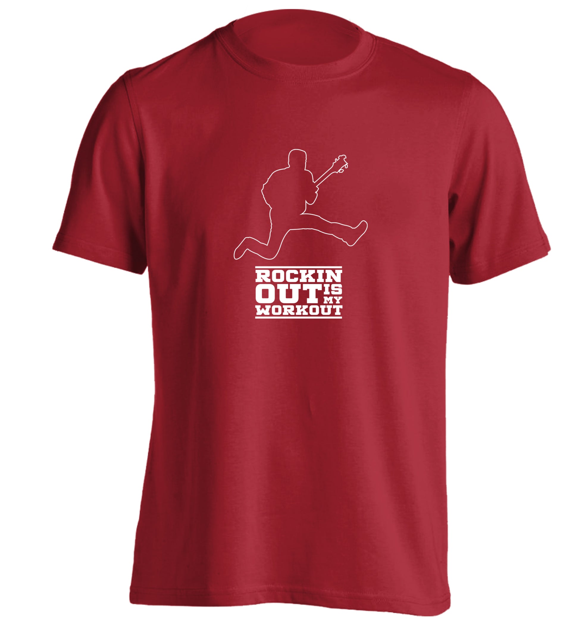 Rockin out is my workout 2 adults unisex red Tshirt 2XL