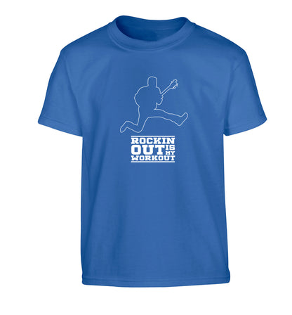 Rockin out is my workout 2 Children's blue Tshirt 12-13 Years