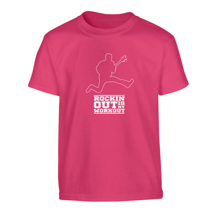 Rockin out is my workout 2 Children's pink Tshirt 12-13 Years