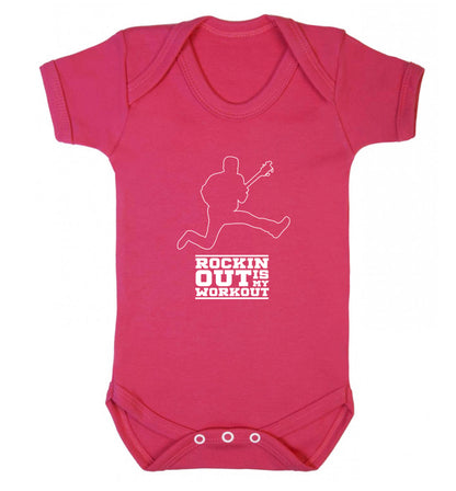 Rockin out is my workout 2 Baby Vest dark pink 18-24 months