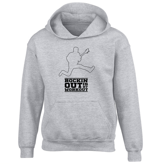 Rockin out is my workout 2 children's grey hoodie 12-13 Years
