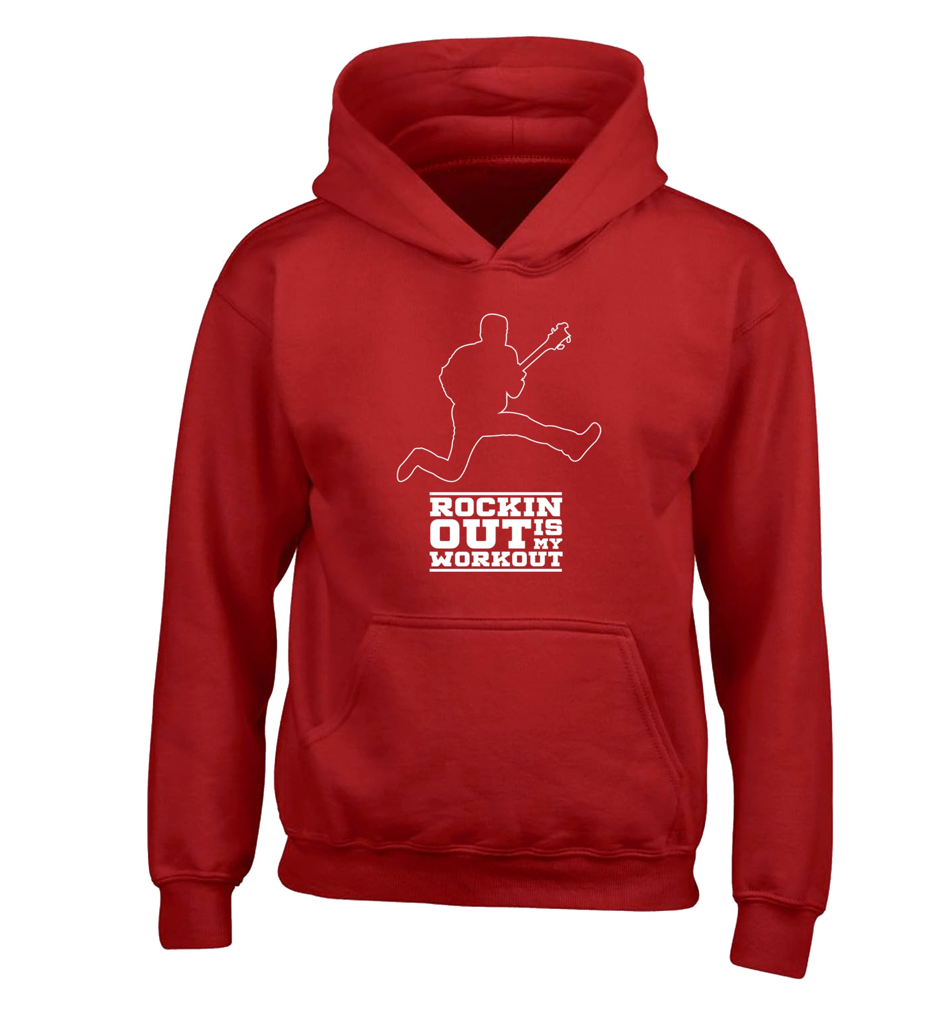 Rockin out is my workout 2 children's red hoodie 12-13 Years