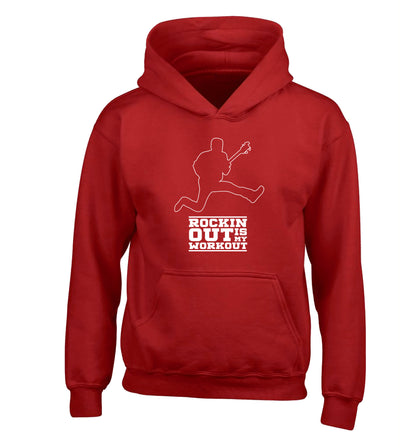 Rockin out is my workout 2 children's red hoodie 12-13 Years