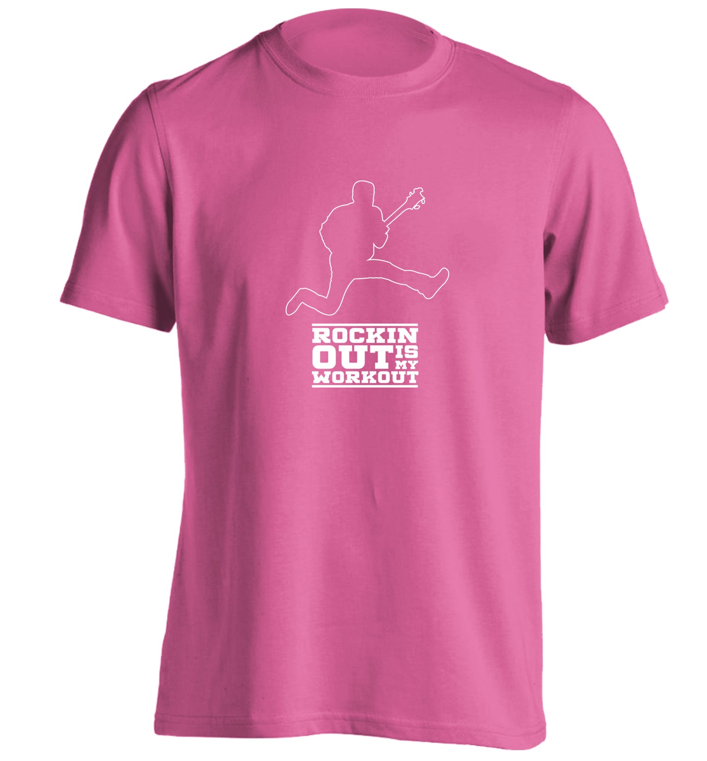 Rockin out is my workout 2 adults unisex pink Tshirt 2XL