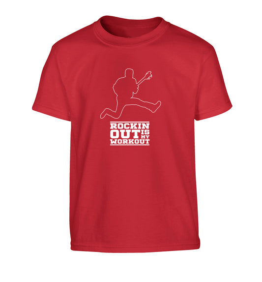 Rockin out is my workout 2 Children's red Tshirt 12-13 Years