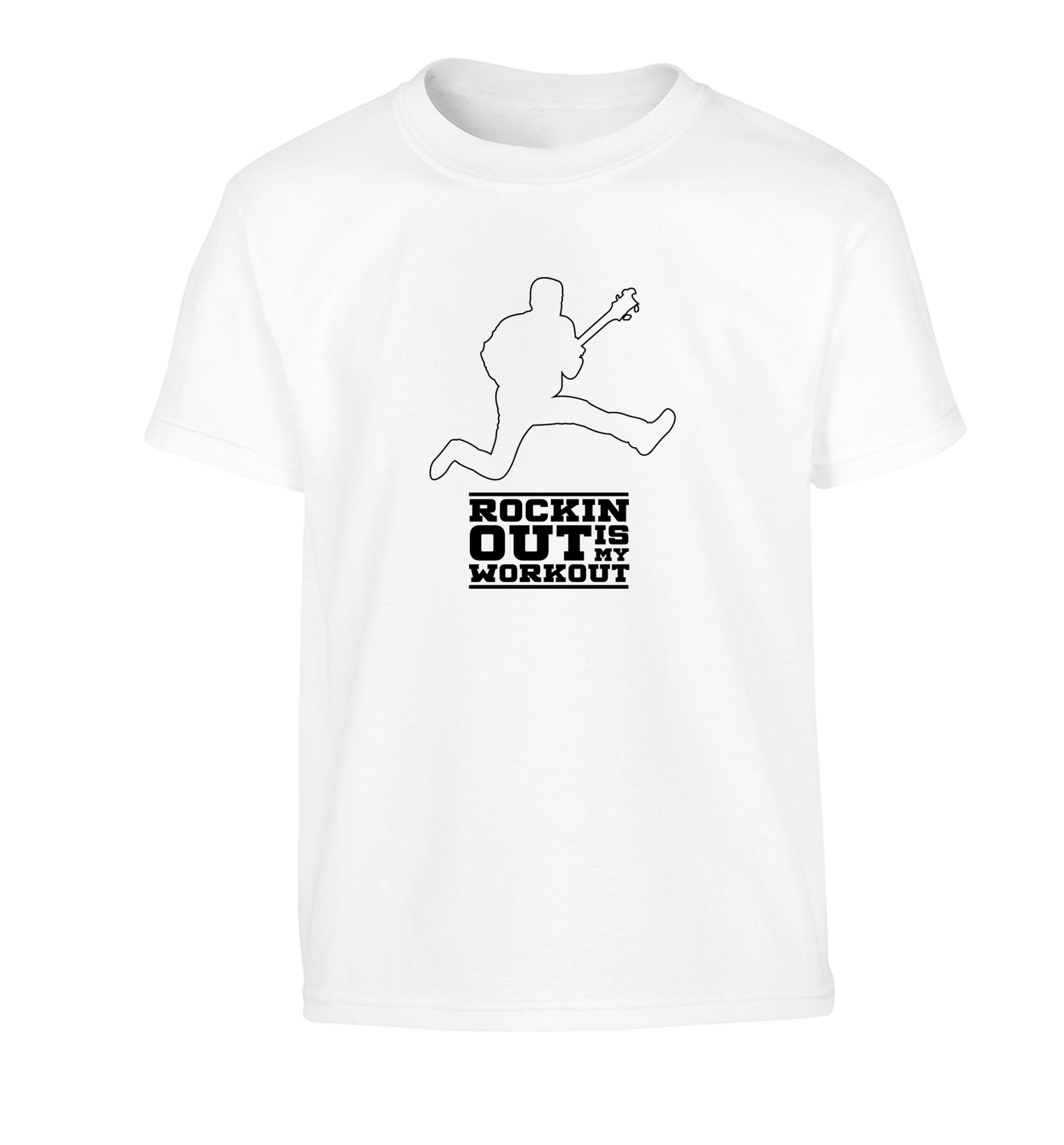 Rockin out is my workout 2 Children's white Tshirt 12-13 Years