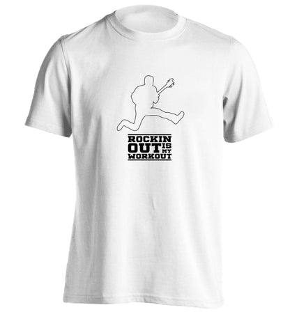 Rockin out is my workout 2 adults unisex white Tshirt 2XL