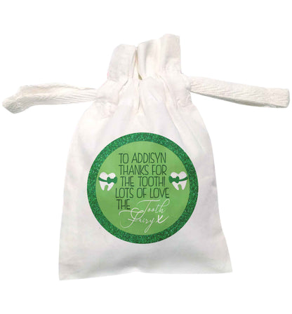 Personalised thanks for the tooth lots of love the tooth fairy | XS drawstring pouch | Organic Cotton Bag