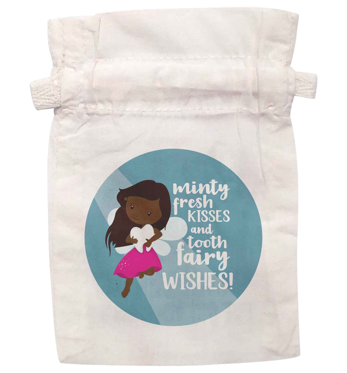 Minty fresh kisses and tooth fairy wishes  | XS drawstring pouch | Organic Cotton Bag