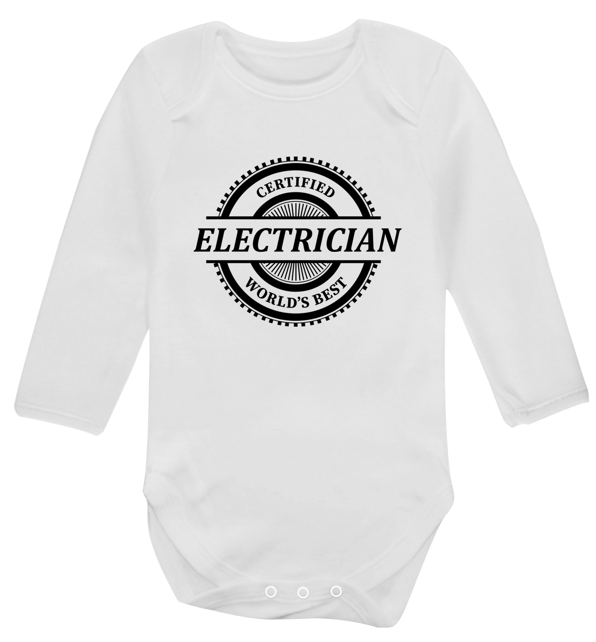 Worlds greatest electrician Baby Vest long sleeved white 6-12 months